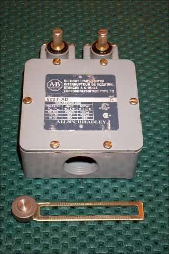 802T-AD ALLEN BRADLEY LIMIT SWITCH DUAL 10AMP 600V SPRING RETURN LEVER