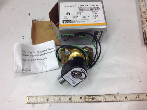 Parker 12F23C2148ACF4C05 Gold Ring Brass Body Solenoid Valve, 3/4&#034; NPT 110/120V