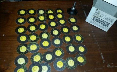 3M Roloc Sanding Discs 361F 80 grade*40 pcs plus Roloc Arbor for Pads!