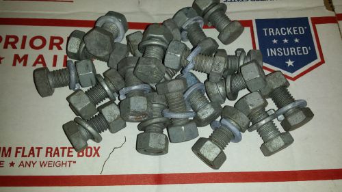 20 PCS 1/2&#034; x 1-1/4&#034; HEX HEAD BOLTS, NUTS &amp; LOCK  HOT DIP GALVANIZED