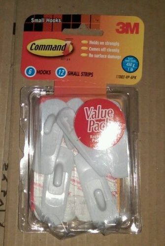 3M 17002-VP-6PK Command Utility Adhesive Hook-COMMAND SMall UTILITY HOOKs