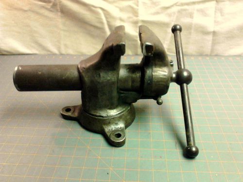 Vintage Workbench Vise Heavy Duty Cast Steel Circa 1920 Locking Swivel Base