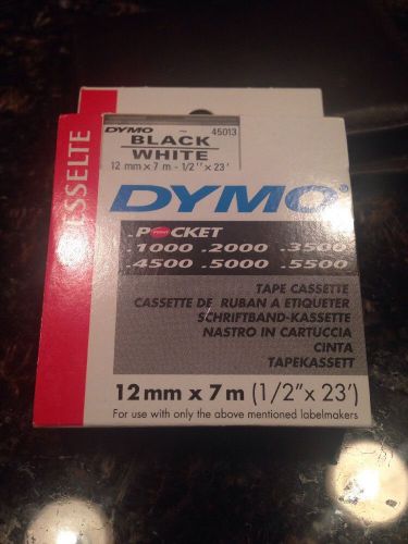 12mm  x 7M DYMO LABEL D1 45013 TAPE ZWART WIT BLACK WHITE BIANCO NERO BLANC NOIR