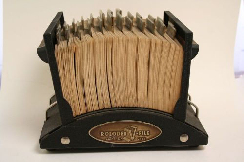 Vintage Rolodex V-File V535 Black FLIP Metal Business 3x5 Card File Made in USA