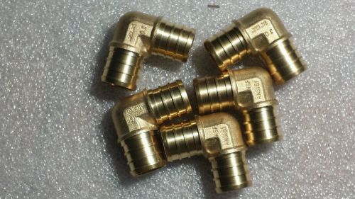 Lot of (5) 3/4&#034; pex x 3/4&#034; pex elbow - brass crimp fittings for sale