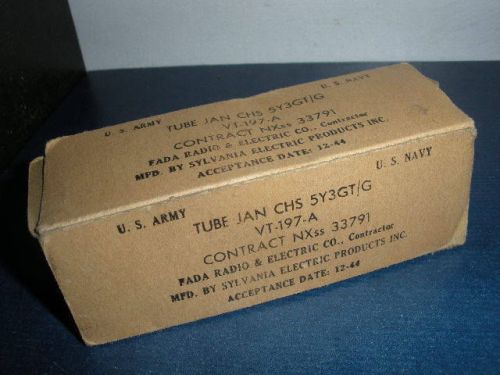 One NOS Fada Sylvania VT-197-A Tube 1944 Army Navy JAN-CHS-5Y3GT/G New Tubes