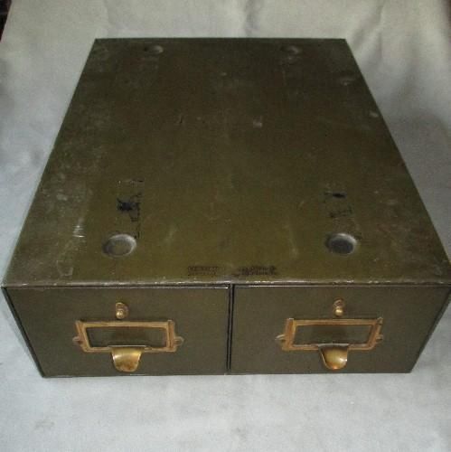 VINTAGE YAWMAN &amp; ERBE METAL TWO DRAWER CARD FILE