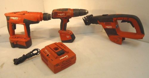 Hilti sfh 151a drill, wsr 650-a recip saw, te 2a hammer drill cordless combo kit for sale