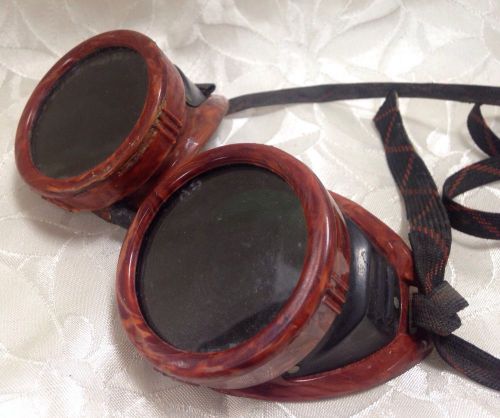 VINTAGE AIRCO BAKELITE WELDING GOGGLES STEAMPUNK MOTORCYCLE BIKER SUNGLASSES NR