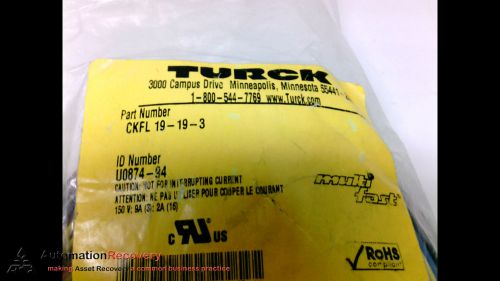 TURCK CKFL 19-19-3, CORDSET 19 POLE, SINGLE ENDED, FEMALE, STRAIGHT, NEW