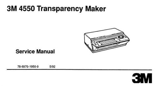 3M 4550 Transparency Maker Service and Parts Manual FIX your Thermofax Machine