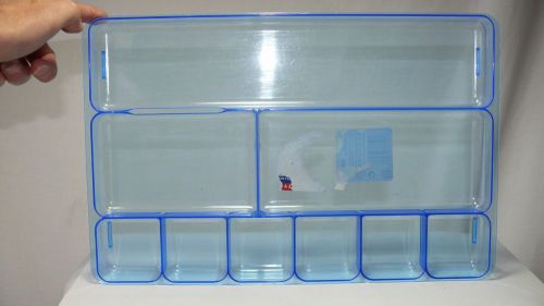 Plastic File Drawer Desk Organizer 9 slots Blue Translucent 14X9X1&#034; Rubbermaid