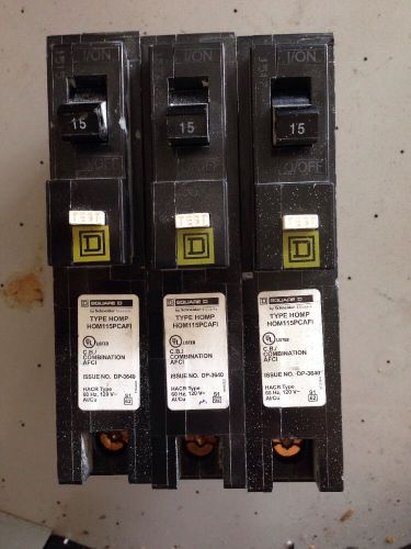 3 Square D HOM115PCAFI Arc-Fault Breaker 15 Amp 120 Volt NIB for Series 4 &amp; Up