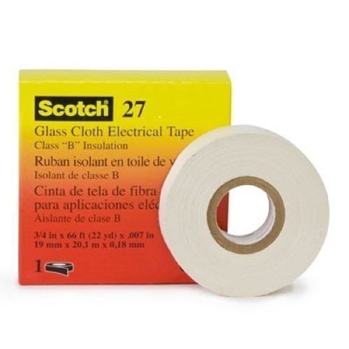 3M 27 Corrosion Resistant High-Temperature White Glass Cloth Tape, 1/2&#034; X 66&#039;