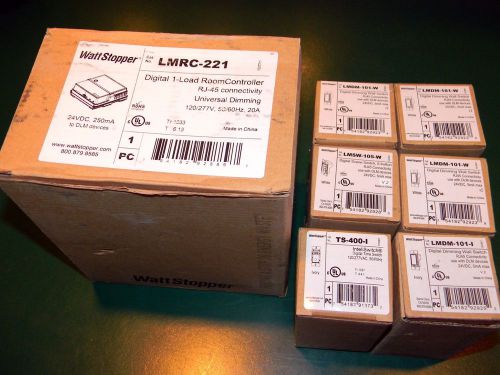 GROUP OF 7 WATTSTOPPERS LMRC-221 ROOM CONTROLLER, TS-400-I, 4 LMDM-101, LMSW-105