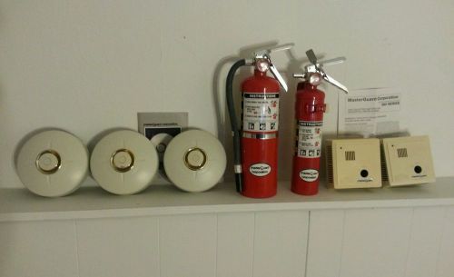 MODERN MASTERGUARD 3 HEAT 2 SMOKE DETECTORS PLUS 2 FIRE EXTINGUISHERS - ALL WORK