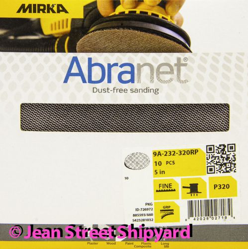 10 Pk Mirka Abranet 5 in Grip Mesh Dust Free Sanding Disc 9A-232-320RP 320 Grit