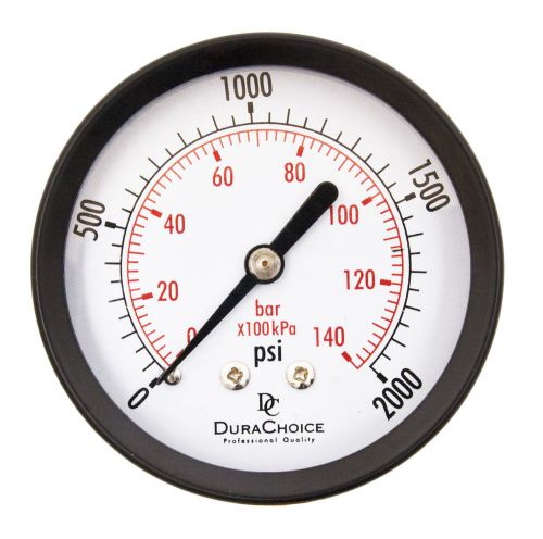 2&#034; Utility Pressure Gauge - Blk.Steel 1/4&#034; NPT Center Back 2000PSI