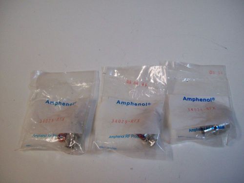 AMPHENOL 34025-RFX RF COAXIAL CONN N PLUG STR 50 OHM - LOT OF 3 - FREE SHIPPING