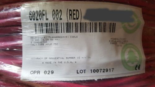 Belden Wire 6020FL 12/2C Solid Twist Pair Shielded Plenum Alarm Cable Red/40ft