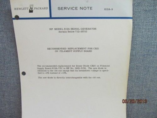 Agilent/HP 612A UHF Signal Generator Service Note Serials Below 712-05783