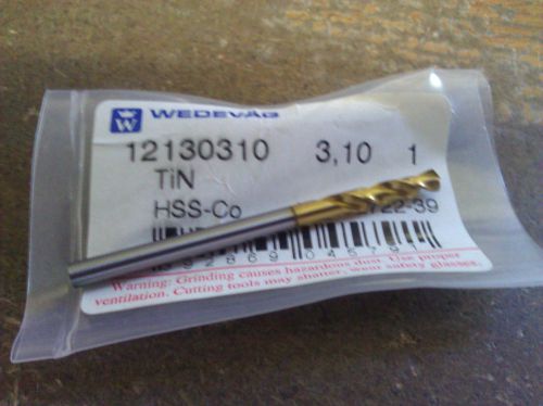 .1220&#034; 3.1mm HSCO TiN STUB DRILL