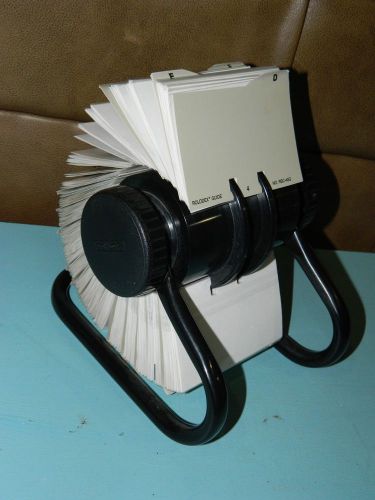 Vintage Rolodex Black Metal  Open Rotary File With Cards and Dividers~ Office