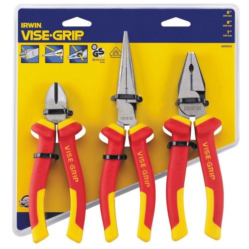 Irwin  Electricians Plier Set 1000V VDE Insulated VISE-GRIP 3 Piece 10505519