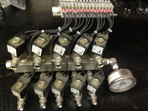 Aluminum Air Distribution Manifold, Pressur, Quick Connects w/10 Solenoid Valves