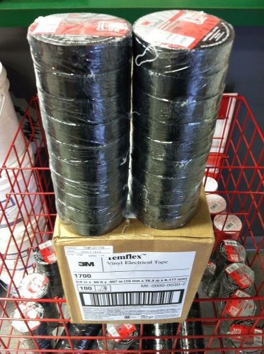 Qty of 300 rolls 3M 1700 Temflex 3/4&#034; X 60&#039; Black Electric Tape FREE SHIPPING!