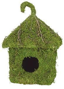 Moss Birdhouse Green Bird House Garden Wedding Decoration 8&#034; Hanging Decor