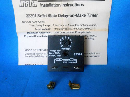 (NOS) MARS 32391 SOLID STATE DELAY TIMER, 19-288V AC/DC, 50/60HZ, 6 SEC-8 MIN.