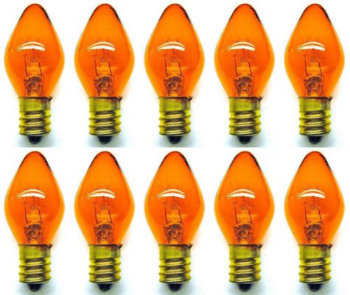 Box of 10 Bulbs 7C7/TA/120V 7 Watt 120 Volt Screw Base E12 Amber Nightlight