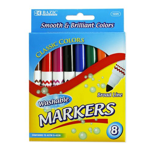 Bazic 8 color broad line jumbo washable markers - brilliant colors for sale