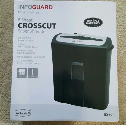 BRAND NEW InfoGuard 8-Sheet CrossCut Paper Shredder with Pullout Bin - NX80P