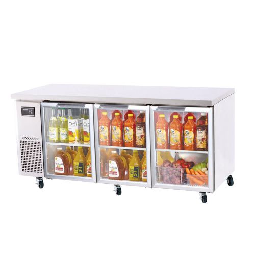 Turbo Air JUR-72-G, 72-inch Three Glass Door Undercounter Refrigerator with Side