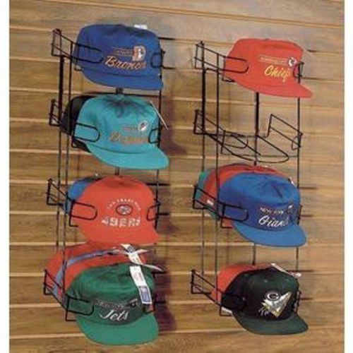 Black Powder Coated Metal Wire Cap Hat Display - Slat Wall or Pegboard  x4 Tier