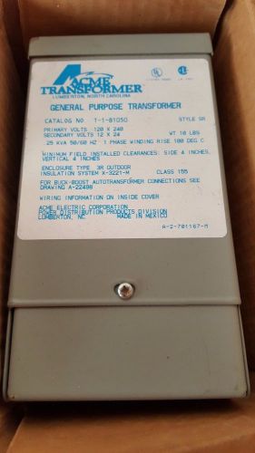 Acme Transformer T-1-81050 Buck Boost kVa 120 / 240 Volts 3R Outdoor