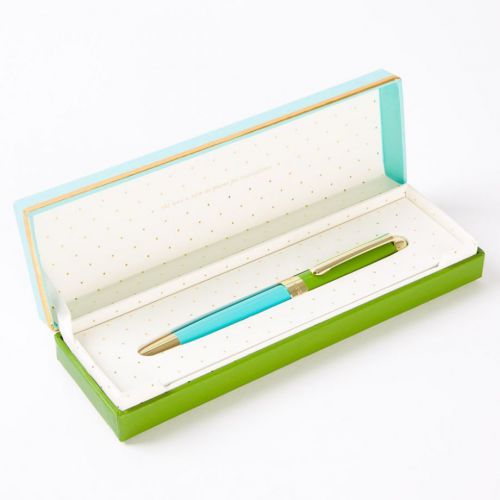NEW - Kate Spade - Ball Point Pen - Green and Blue - &#034;Nom de Plume&#034;