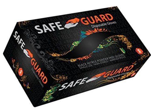 SAFEGUARD Powder-Free Black Nitrile Gloves, Large, 1000 Count