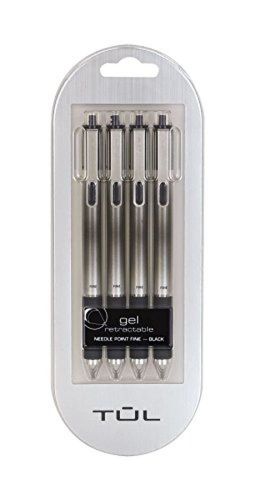 Tul Retractable Gel Pens 0.5mm Needle Point Black 4/pk A 1 - Pack TUL