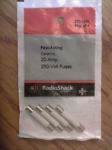 Fast Acting Ceramic 20 Amp 250 Volt 1 1/4X1/4 Fuses 270-1041 Pack Of 4