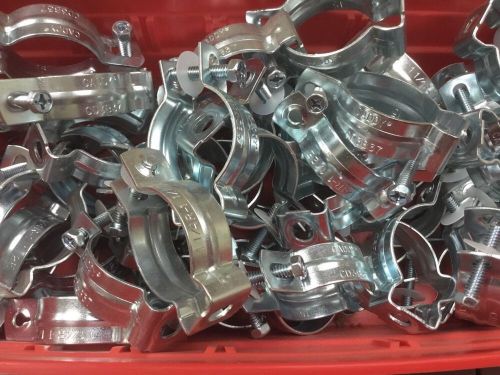 64Pcs) Cd3B37 Bolt Close Conduit  Clamp Steel 1 1/2&#034; Emt 1 1/4&#034; Rigid/Pipe (x78)