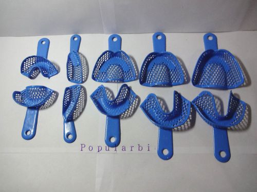 Free shipping 10PCS Dental Impression Trays Denture Instruments Plastic-Steel