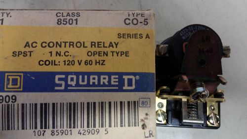SQUARE D 8501 C0-5 NEW IN BOX AC CONTROL RELAY SPST 1 NO 120V COIL SEE PICS #B3