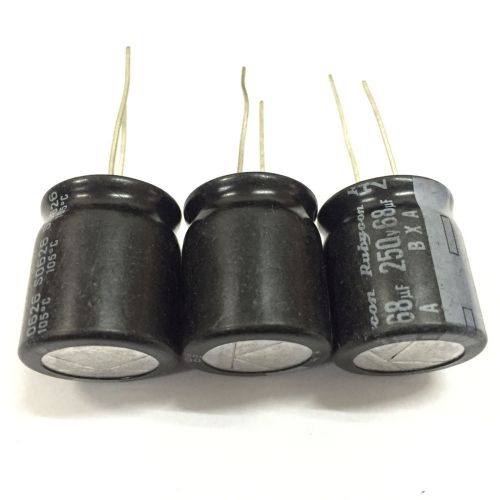 50pcs 68uF 250V Rubycon BXA 18x20mm 250V2.2uF High Ripple Long Life Capacitor