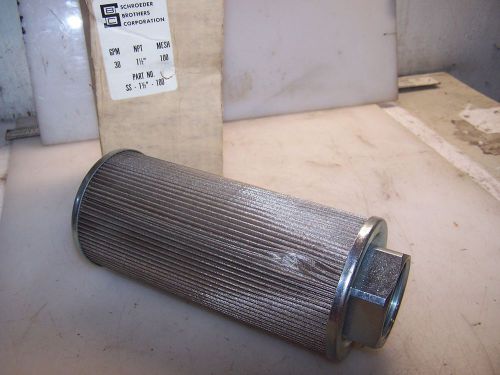 NEW SCHROEDER 1-1/2&#034; NPT SUCTION STRAINER FILTER SS-1-1/2-100  30 GPM 100 MESH