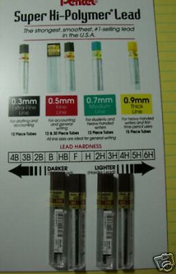 PENTEL PENCIL LEAD REFILL-.5MM- 2X12 - HB HARDNESS