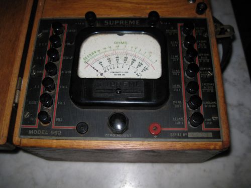 Vtg Antique 1939 Supreme Instruments Model 592 Multimeter Tube Tester Wood Box