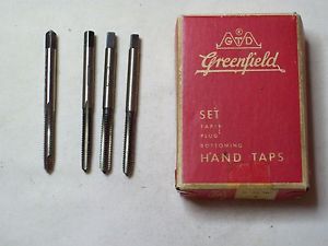 4- Greenfield Threading Hand Taps, 8 - 32 NC, Bottom, Plug, Taper, Spiral (Gun)